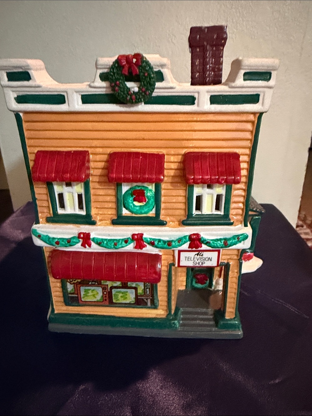 Holiday Television Shop Ceramic Village Decoration - Red and Green Department 56